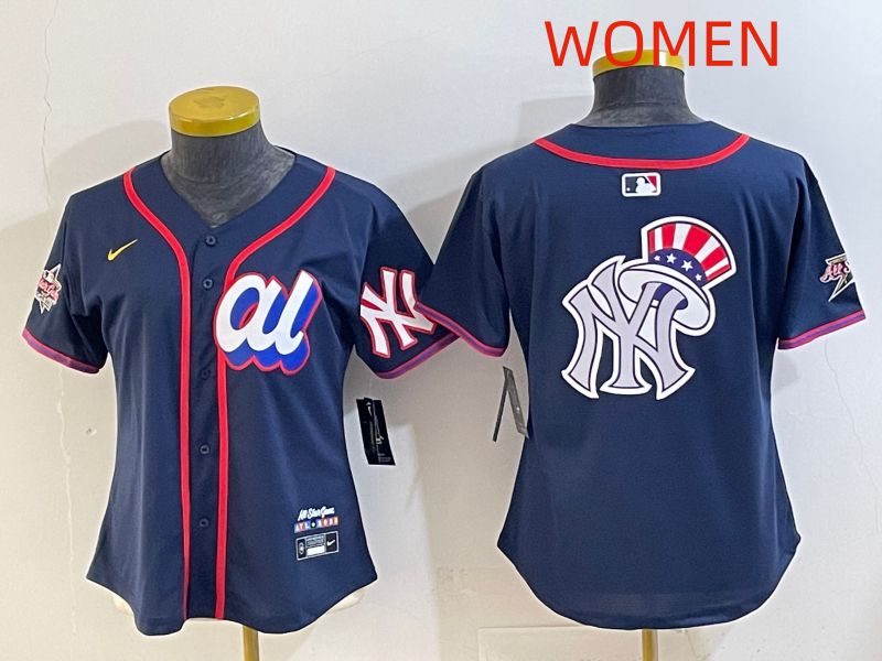 Women 2025 New York Yankees Blank Drak Blue All star Nike MLB Jersey style 07
